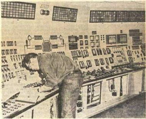 Palisades Nuclear Plant control room. 1971. Kalamazoo Gazette archives
